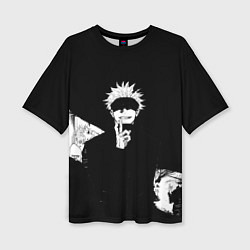 Футболка оверсайз женская Сатору годжо битва, цвет: 3D-принт