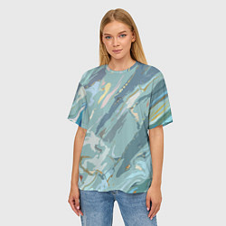 Футболка оверсайз женская Холодный голубой абстракция, цвет: 3D-принт — фото 2