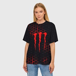 Футболка оверсайз женская Monster energy текстура броня, цвет: 3D-принт — фото 2