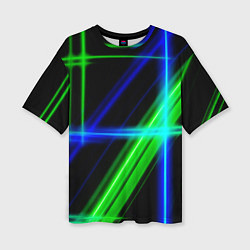 Футболка оверсайз женская Color blue black green, цвет: 3D-принт