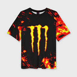 Женская футболка оверсайз Monster energy краски огненные