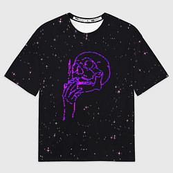 Женская футболка оверсайз Череп в космосе