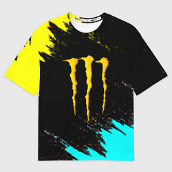 Женская футболка оверсайз Monster energy краски текстура