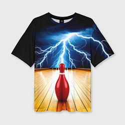 Футболка оверсайз женская Кегля для боулинга и молния, цвет: 3D-принт