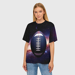 Футболка оверсайз женская Мяч для регби в космосе, цвет: 3D-принт — фото 2