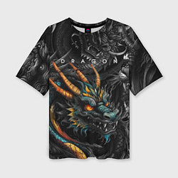Футболка оверсайз женская Японский дракон татуировка, цвет: 3D-принт
