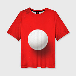 Футболка оверсайз женская Мяч для пинг понга на красном, цвет: 3D-принт