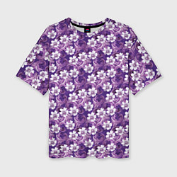 Футболка оверсайз женская Нежный сиреневый цветочный паттерн, цвет: 3D-принт