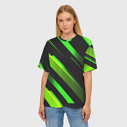 Футболка оверсайз женская Color black green, цвет: 3D-принт — фото 2