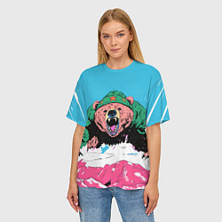 Футболка оверсайз женская Хищный русский медведь, цвет: 3D-принт — фото 2