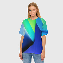 Футболка оверсайз женская Color blue green, цвет: 3D-принт — фото 2