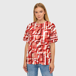 Футболка оверсайз женская Красно-белый объёмный эффект, цвет: 3D-принт — фото 2