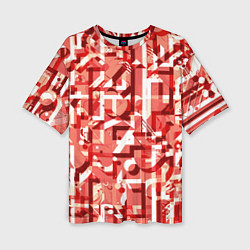 Женская футболка оверсайз Красно-белый объёмный эффект