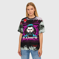 Футболка оверсайз женская Барбер в фиолете, цвет: 3D-принт — фото 2