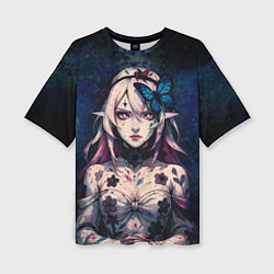 Женская футболка оверсайз Кастория дарк реализм