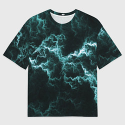 Футболка оверсайз женская Lightning light blue line, цвет: 3D-принт