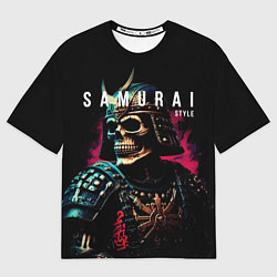 Футболка оверсайз женская Самурай с маской черепа, цвет: 3D-принт