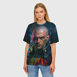 Футболка оверсайз женская Мужчина в стиле киберпанка, цвет: 3D-принт — фото 2