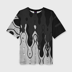 Женская футболка оверсайз Чёрно-белый абстракция стекающаяся