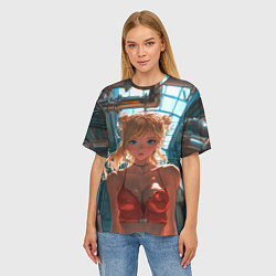 Футболка оверсайз женская Рыжая девушка на фоне труб, цвет: 3D-принт — фото 2