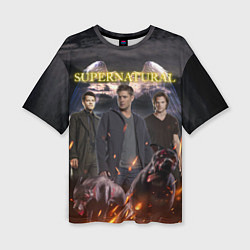 Женская футболка оверсайз Supernatural - true hunters