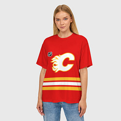 Футболка оверсайз женская Калгари Флэймз хоккей, цвет: 3D-принт — фото 2