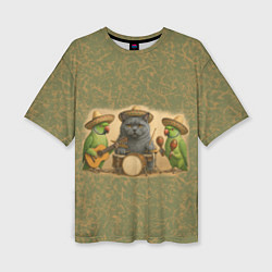 Футболка оверсайз женская Надежды маленький оркестрик в оливковом, цвет: 3D-принт