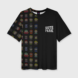 Футболка оверсайз женская Персонажи Южный парк и лого, цвет: 3D-принт