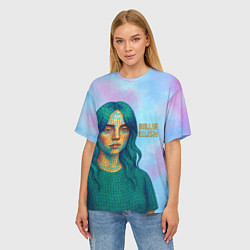 Футболка оверсайз женская Билли Айлиш из мозаики, цвет: 3D-принт — фото 2