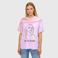 Футболка оверсайз женская Билли Айлиш из линии - минимализм, цвет: 3D-принт — фото 2