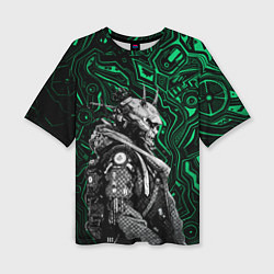 Футболка оверсайз женская Японский кибернетический Они, цвет: 3D-принт