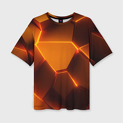 Футболка оверсайз женская Оранжевые объемные пластины, цвет: 3D-принт