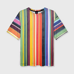 Женская футболка оверсайз Разноцветная полоска