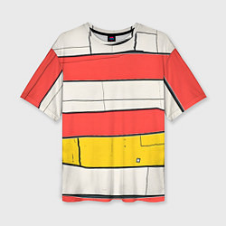 Футболка оверсайз женская Красные полоски, цвет: 3D-принт