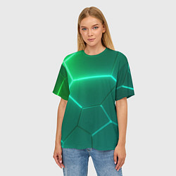 Футболка оверсайз женская Зеленые неоновые плитки, цвет: 3D-принт — фото 2