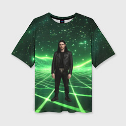 Футболка оверсайз женская Bones в зеленом полигоне, цвет: 3D-принт