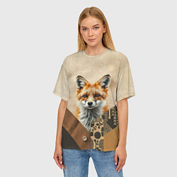 Футболка оверсайз женская Удивительный рыжий лисёнок, цвет: 3D-принт — фото 2