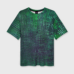 Женская футболка оверсайз Текстурный тёмный сине-зелёный