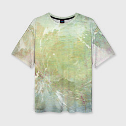 Женская футболка оверсайз Абстракция - white waves on green background