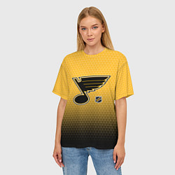 Футболка оверсайз женская Сент Луис Блюз - желтый градиент, цвет: 3D-принт — фото 2