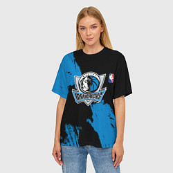 Футболка оверсайз женская Даллас Маверикс - брызги краски, цвет: 3D-принт — фото 2