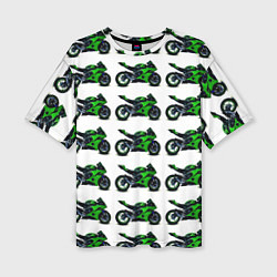 Женская футболка оверсайз Motorbike green