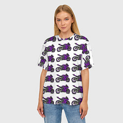 Футболка оверсайз женская Motorcycle purple, цвет: 3D-принт — фото 2