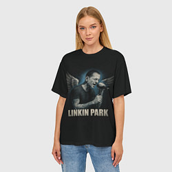 Футболка оверсайз женская Chester Bennington - Angel, цвет: 3D-принт — фото 2