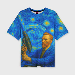 Футболка оверсайз женская Ван гог красит звездное небо, цвет: 3D-принт