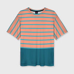 Футболка оверсайз женская Полосатый мандариновый морской рассвет, цвет: 3D-принт