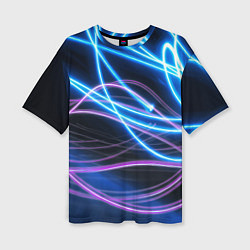 Футболка оверсайз женская Неоновая абстракция на темном, цвет: 3D-принт