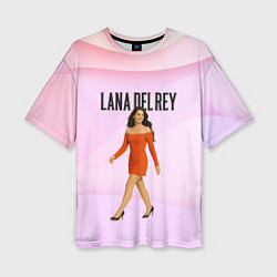 Женская футболка оверсайз Lana Del Rey - оранжевое платье