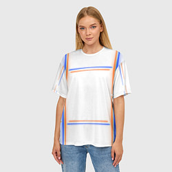 Футболка оверсайз женская Neon white orange blue, цвет: 3D-принт — фото 2