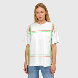 Футболка оверсайз женская Neon light green red, цвет: 3D-принт — фото 2